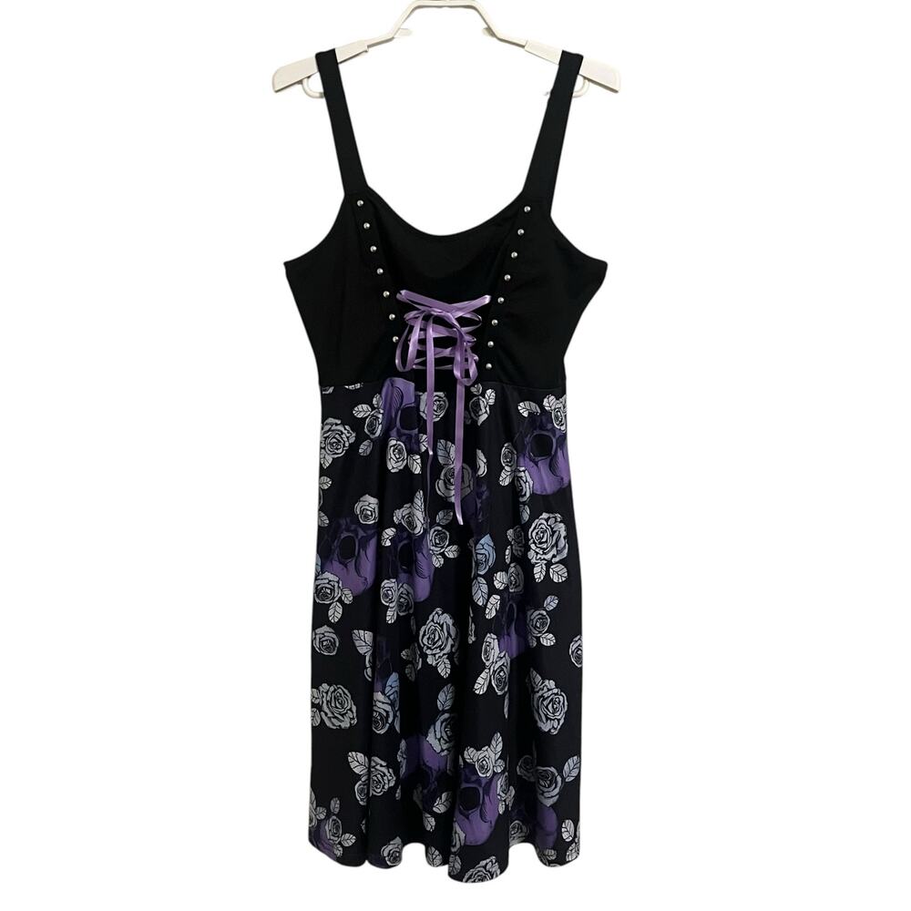 Faux Corset Skull Roses Dress